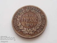 рядка монетa Мартиника 1 франк 1897; Martinique