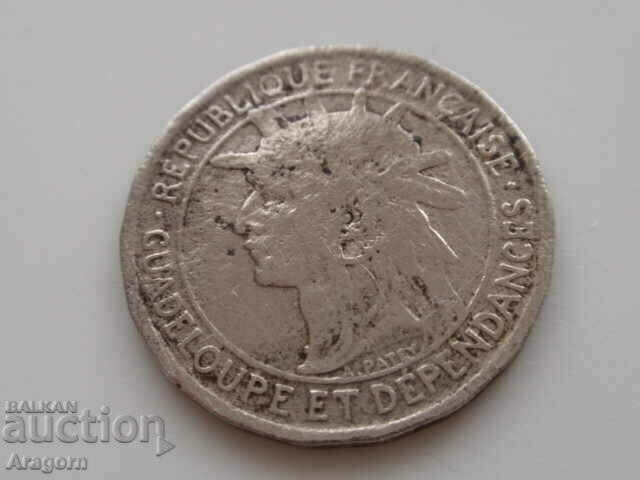 рядка монетa Гваделупа 50 сантима 1921; Guadeloupe с цена € 28.12 | 55.00 лв.