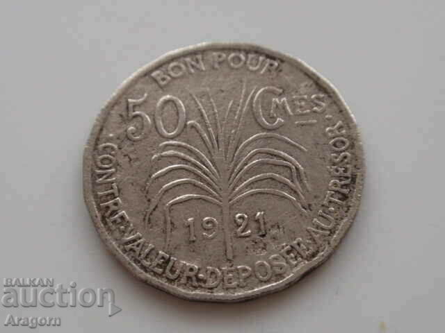 rare coin Guadeloupe 50 centimes 1921; Guadeloupe