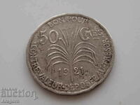 σπάνιο νόμισμα Γουαδελούπη 50 εκατοστά 1921; Γουαδελούπη