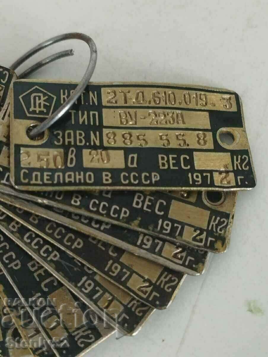 14 brass plates Made in the USSR from 1971 and 1972