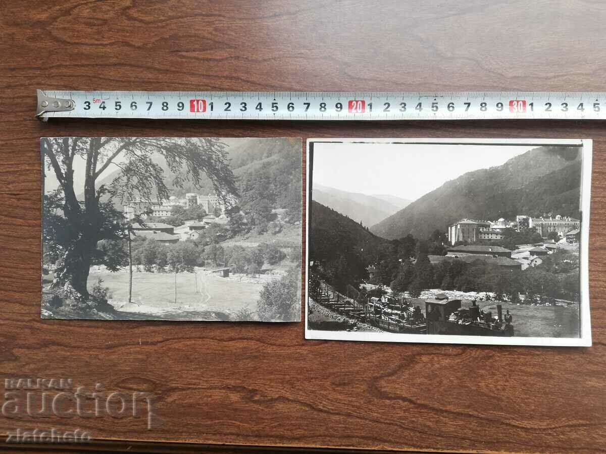 Two old photos Kingdom of Bulgaria - View of the Rila Monastery