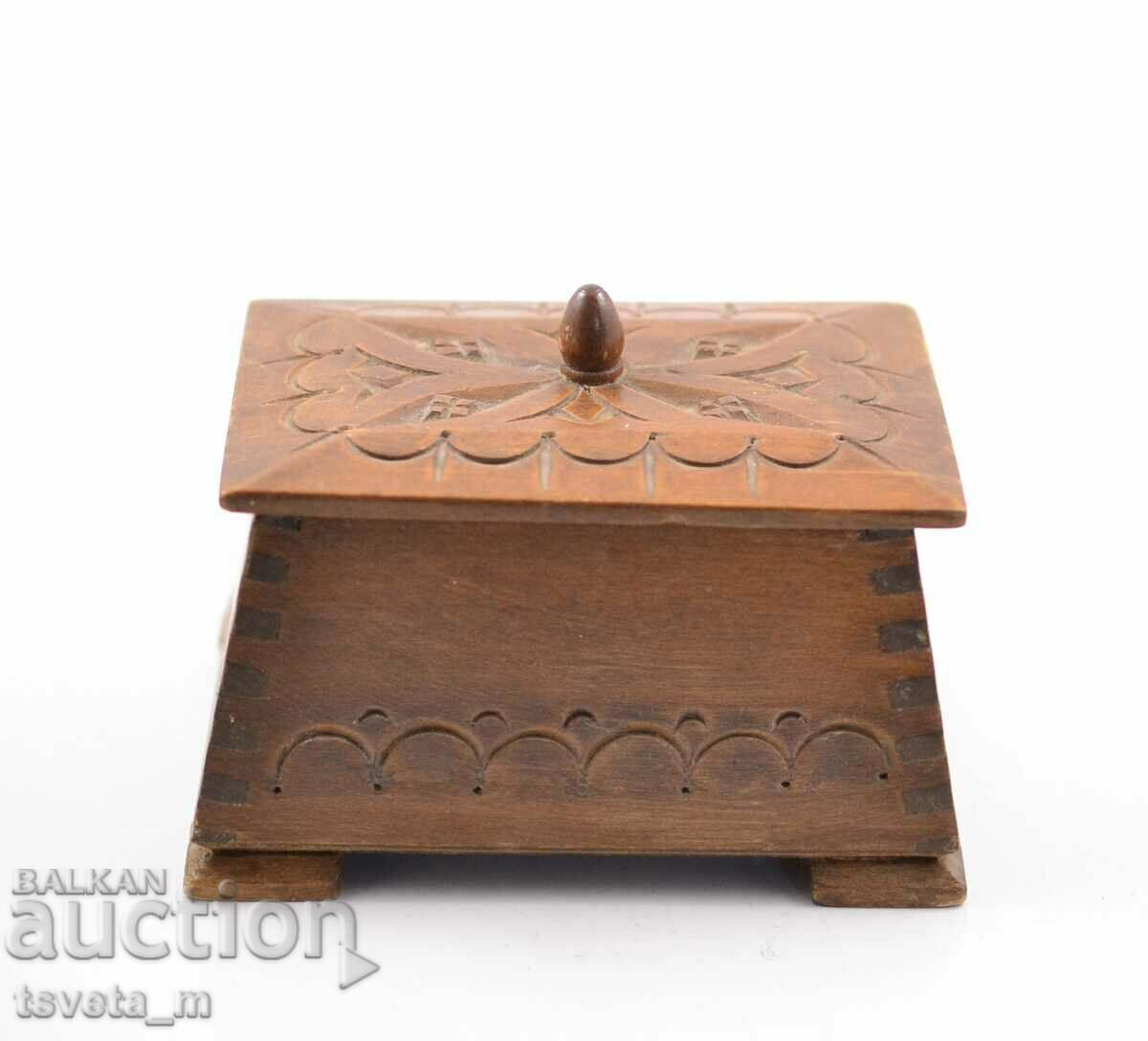 Wooden box carved walnut