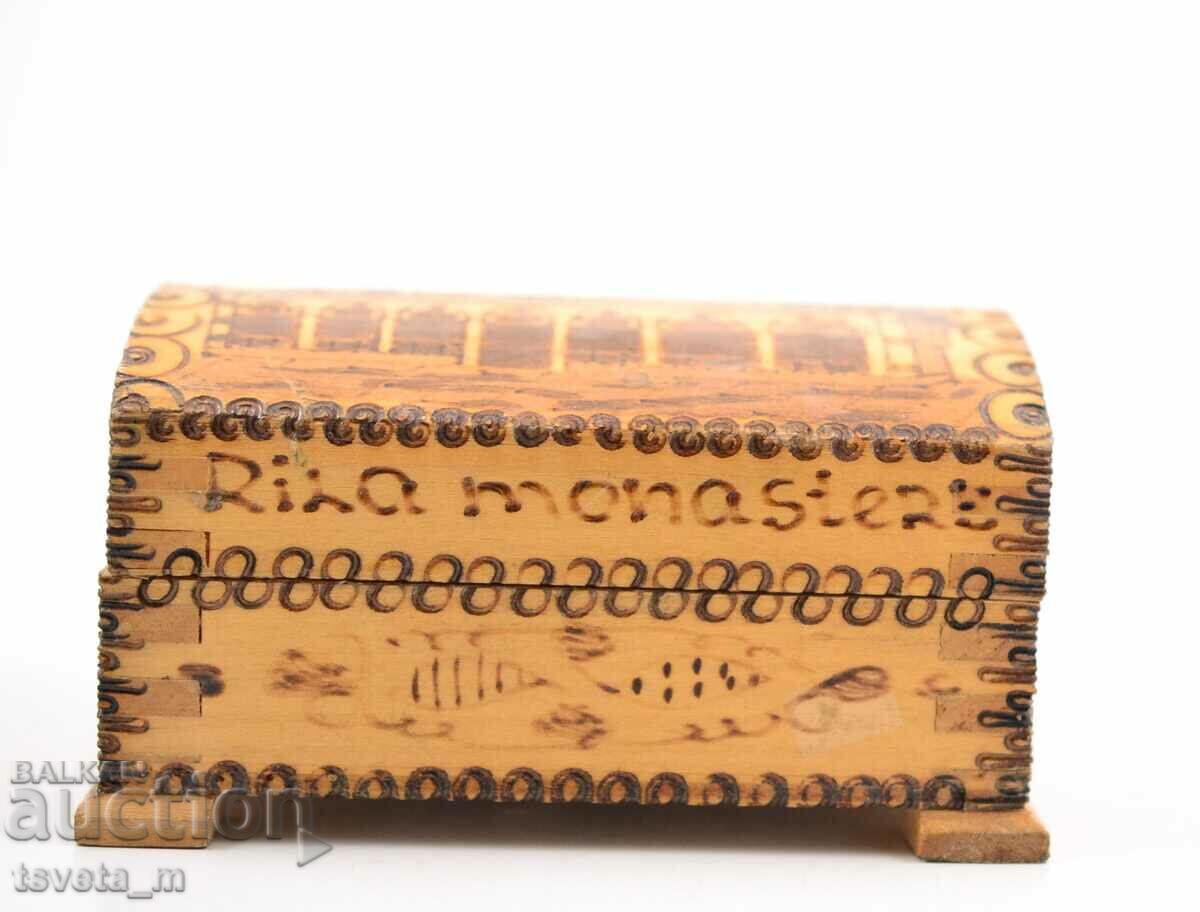 Wooden box, handmade pyrographed Rila Monastery - 5 Wooden box, handmade pyrographed Rila Monastery - 5