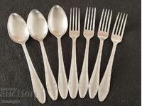 3 pcs. spoons + 4 pcs. forks from Sots factory "P.Denev" - 18 cm