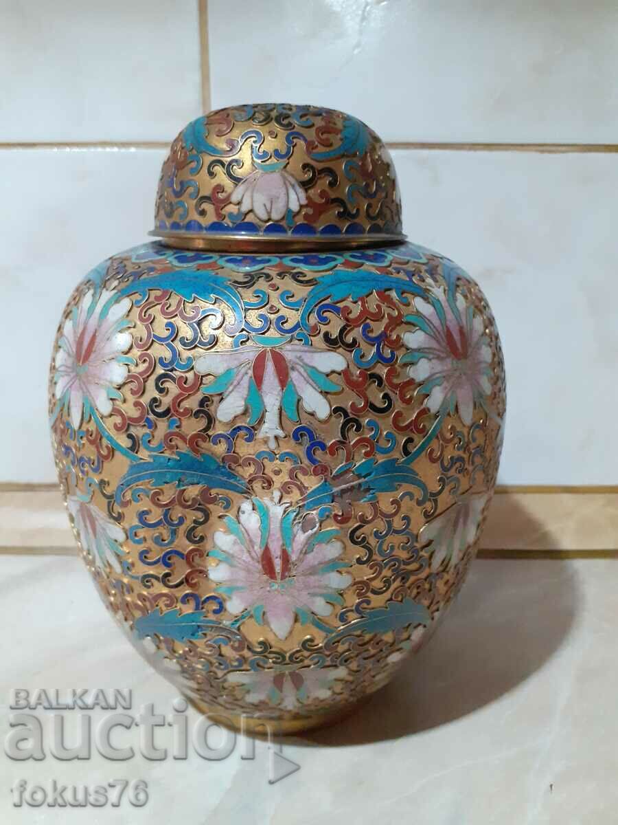 Cloisonne Cloisonne old vase jar bronze cellular enamel with price 169.00 BGN | € 86.41 Cloisonne Cloisonne old vase jar bronze cellular enamel with price 169.00 BGN | € 86.41