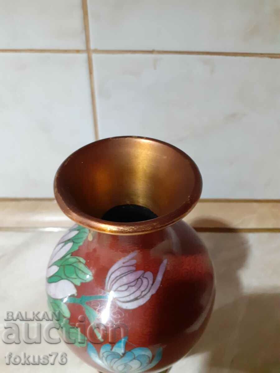 Auction  Cloisonne Cloisonne old beautiful vase bronze cellular enamel