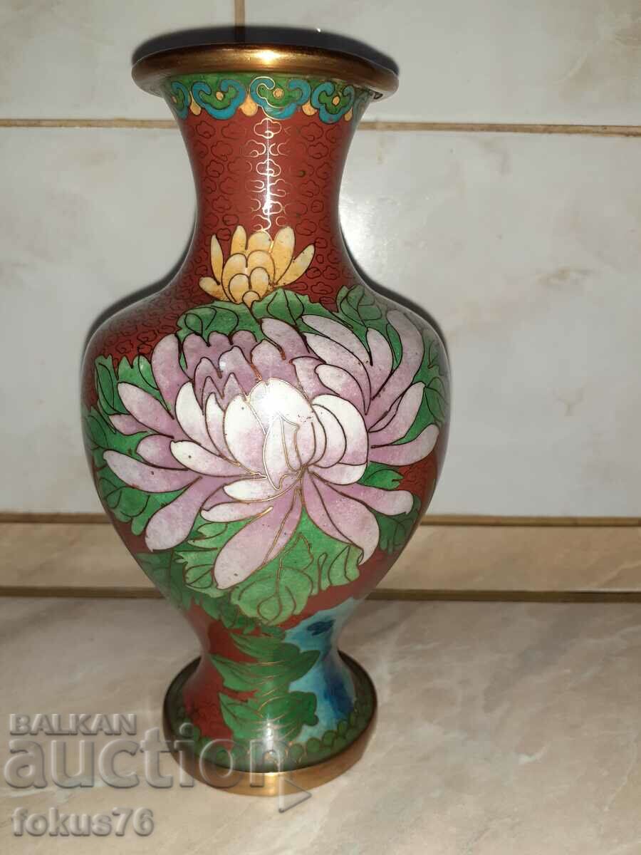 Cloisonne Cloisonne old beautiful vase bronze cellular enamel - 5