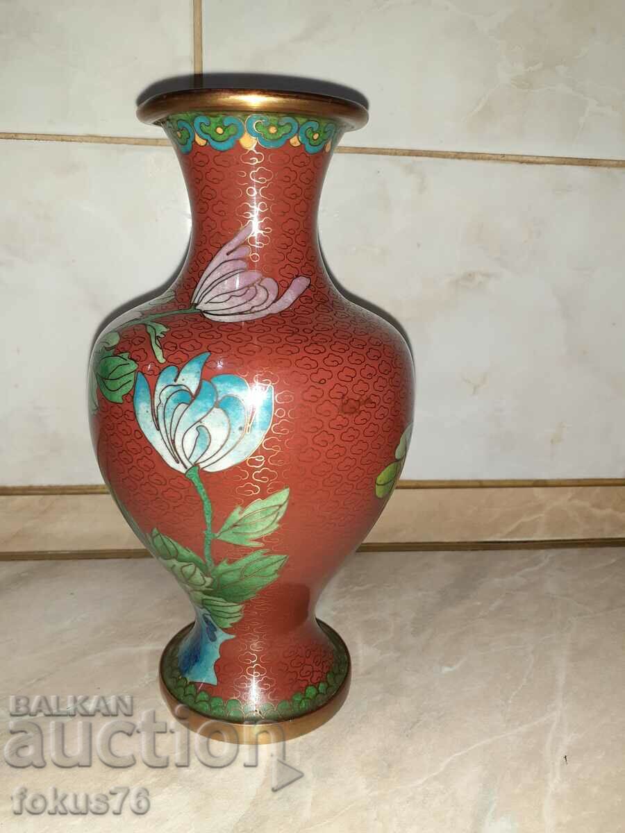Cloisonne Cloisonne old beautiful vase bronze cellular enamel - 6