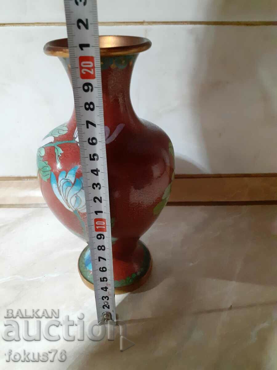 Cloisonne Cloisonne old beautiful vase bronze cellular enamel - 7