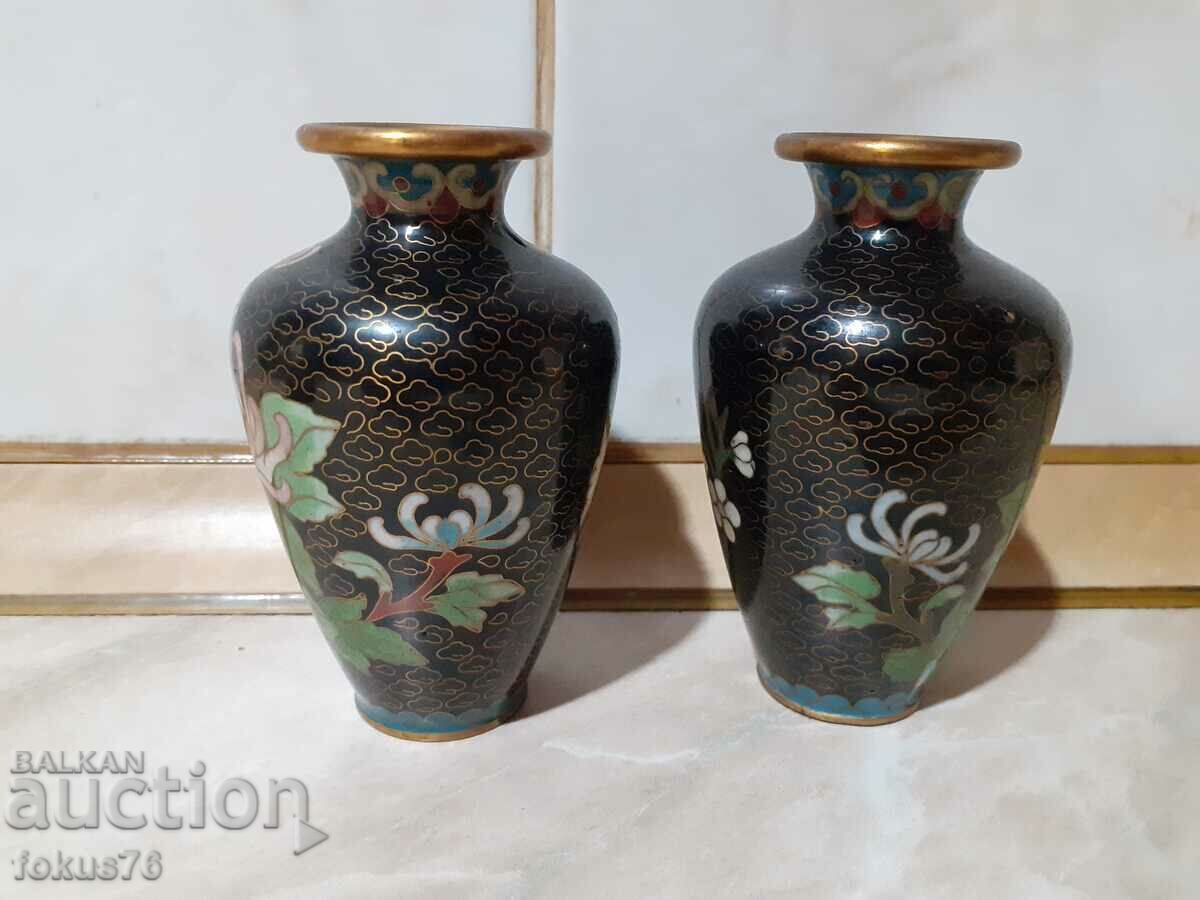Cloisonne Cloisonne A pair of great vases in bronze cellular enamel with price 300.00 BGN | € 153.39