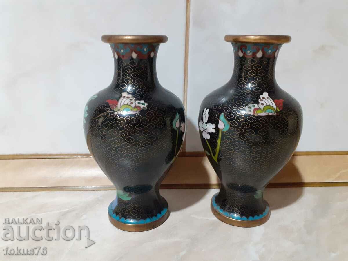 Cloisonne Cloisonne Pair of old vases bronze cellular enamel with price 380.00 BGN | € 194.29
