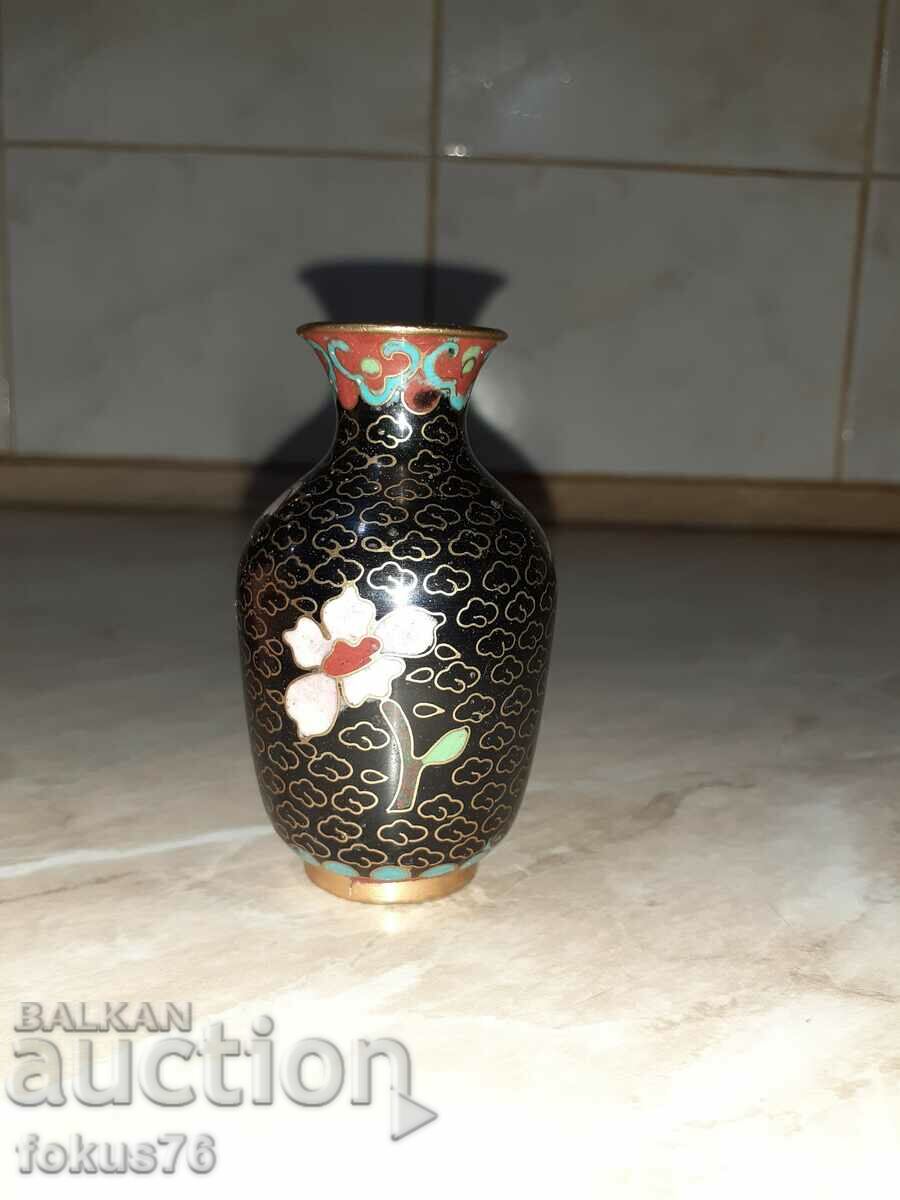 Cloisonne Cloisonne Όμορφο μικρό βάζο χάλκινο κυψελοειδές σμάλτο - 5 Cloisonne Cloisonne Όμορφο μικρό βάζο χάλκινο κυψελοειδές σμάλτο - 5