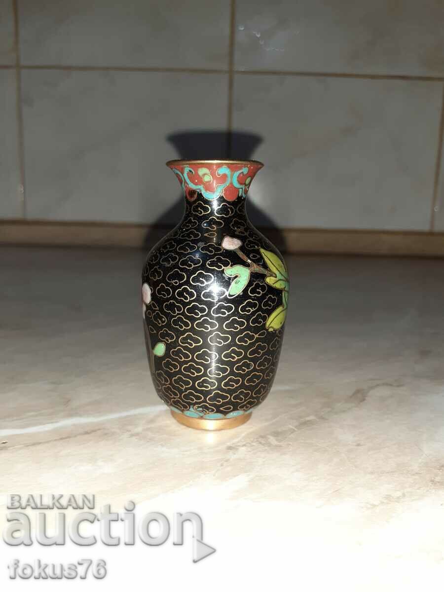 Cloisonne Cloisonne Όμορφο μικρό βάζο χάλκινο κυψελοειδές σμάλτο - 6 Cloisonne Cloisonne Όμορφο μικρό βάζο χάλκινο κυψελοειδές σμάλτο - 6