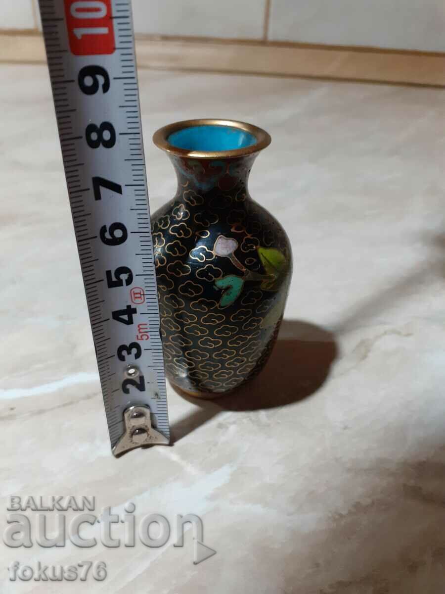 Cloisonne Cloisonne Όμορφο μικρό βάζο χάλκινο κυψελοειδές σμάλτο - 7 Cloisonne Cloisonne Όμορφο μικρό βάζο χάλκινο κυψελοειδές σμάλτο - 7