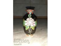 Cloisonne Клоазоне Красива малка ваза бронз клетъчен емайл
