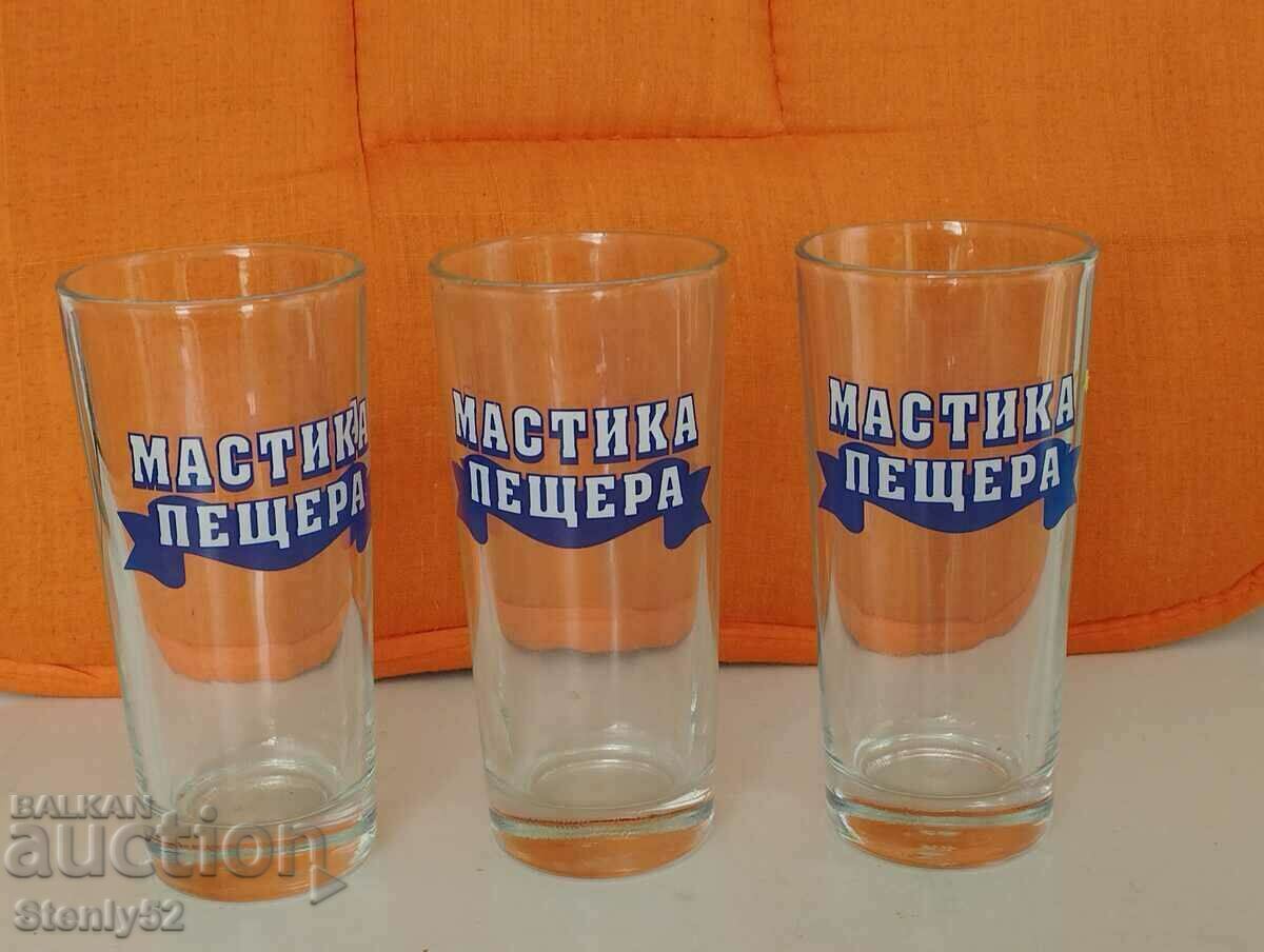 3 advertising glass cups for Peshtera mastic