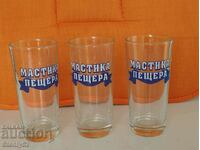 3 advertising glass cups for Peshtera mastic