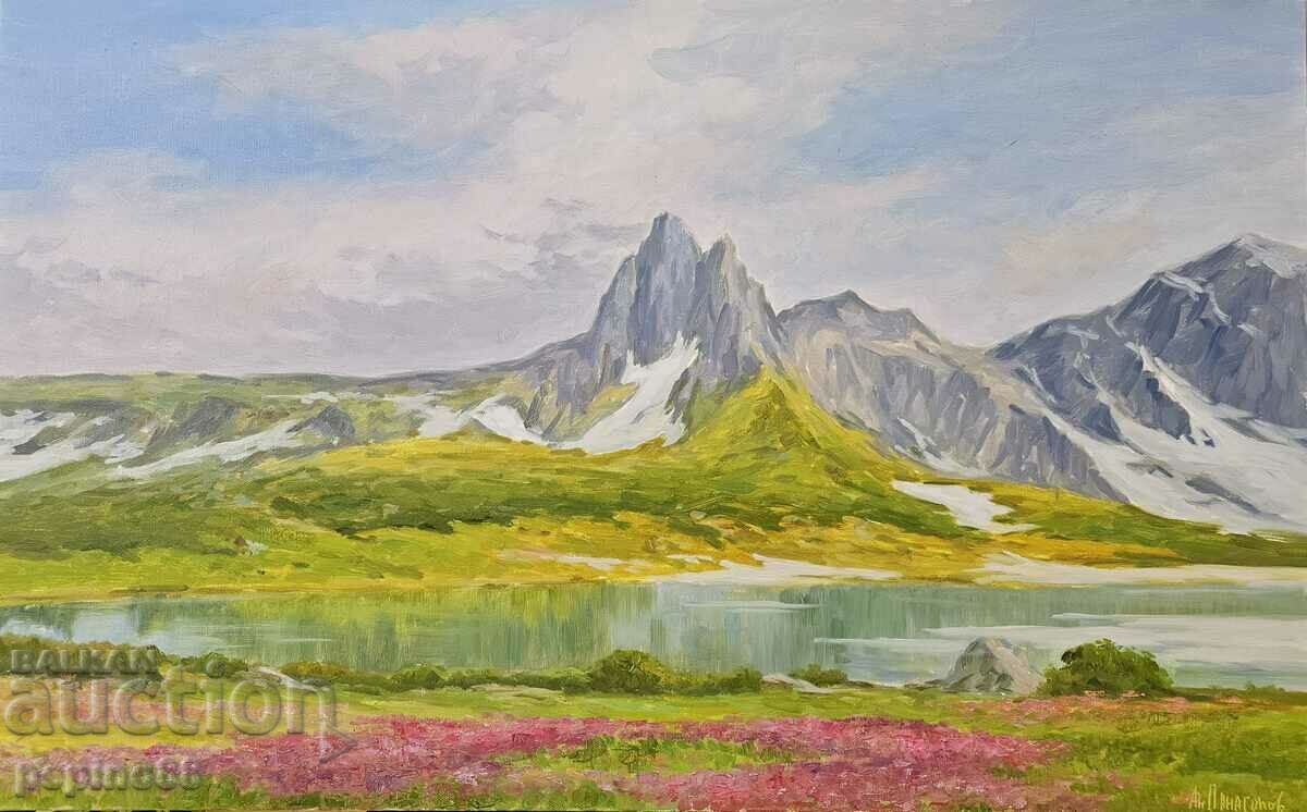 Pictură de Anatoly Panagonov - Peisajul lacurilor Rila cu preț 1200.00 BGN | € 613.55 Pictură de Anatoly Panagonov - Peisajul lacurilor Rila cu preț 1200.00 BGN | € 613.55