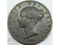 Marea Britanie 1/2 penny 1853 9,61 g 28 mm bronz - rar