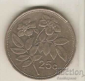 +Malta 25 cents 1995