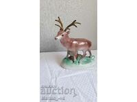 Old large Bulgarian social porcelain figure Deer with horns