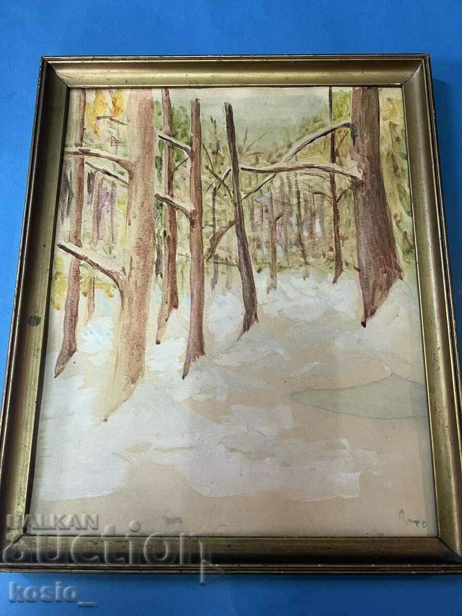 Old watercolor - painting signed Artaud