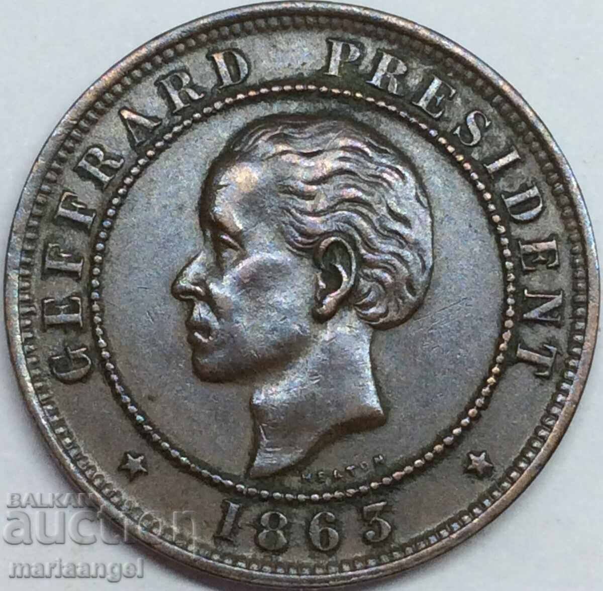Хаити 1863 20 сантима Президент 28мм бронз