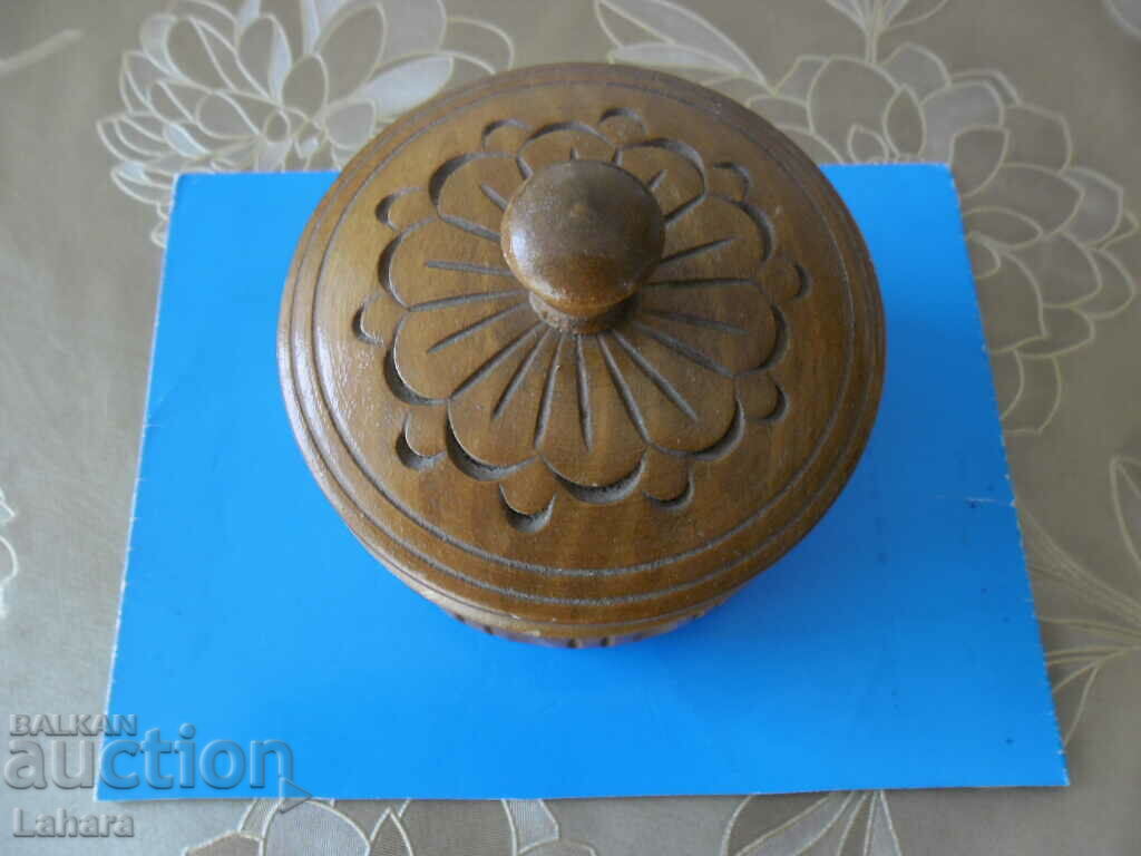 Wooden box, box with wood carving.