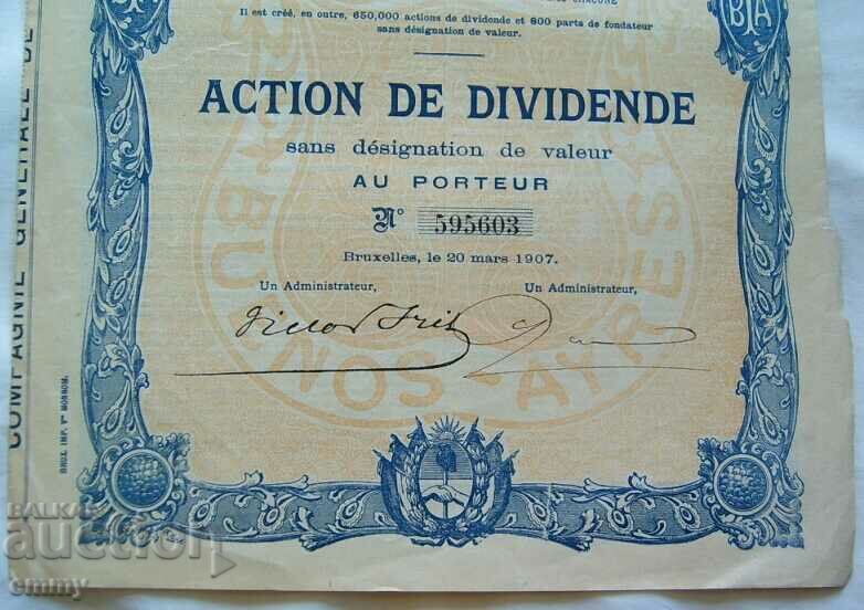 Auction  1907, Brussels - Promotion 100 francs Tram Buenos Aires