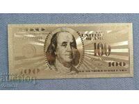 Souvenir 100 dollar bill with gold plating