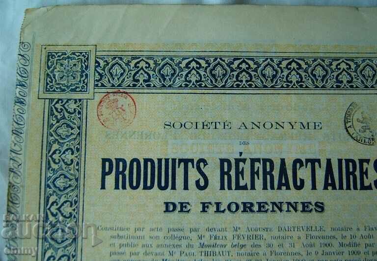 Share 125 francs - Companie pentru produse refractare, Belgia cu preț 10.00 BGN | € 5.11