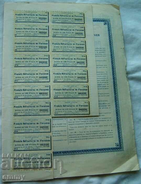 Share 125 francs - Companie pentru produse refractare, Belgia - 5
