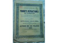 Share 125 francs - Company for Refractory Products, Belgium