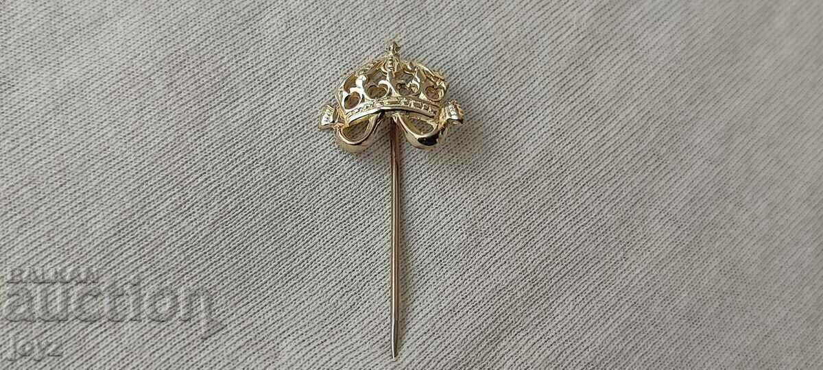 REGATUL BULGARIA INSIGNA DE AUR RAR DE 14K/ INSIGNA COROANA REGATUL BULGARIA INSIGNA DE AUR RAR DE 14K/ INSIGNA COROANA