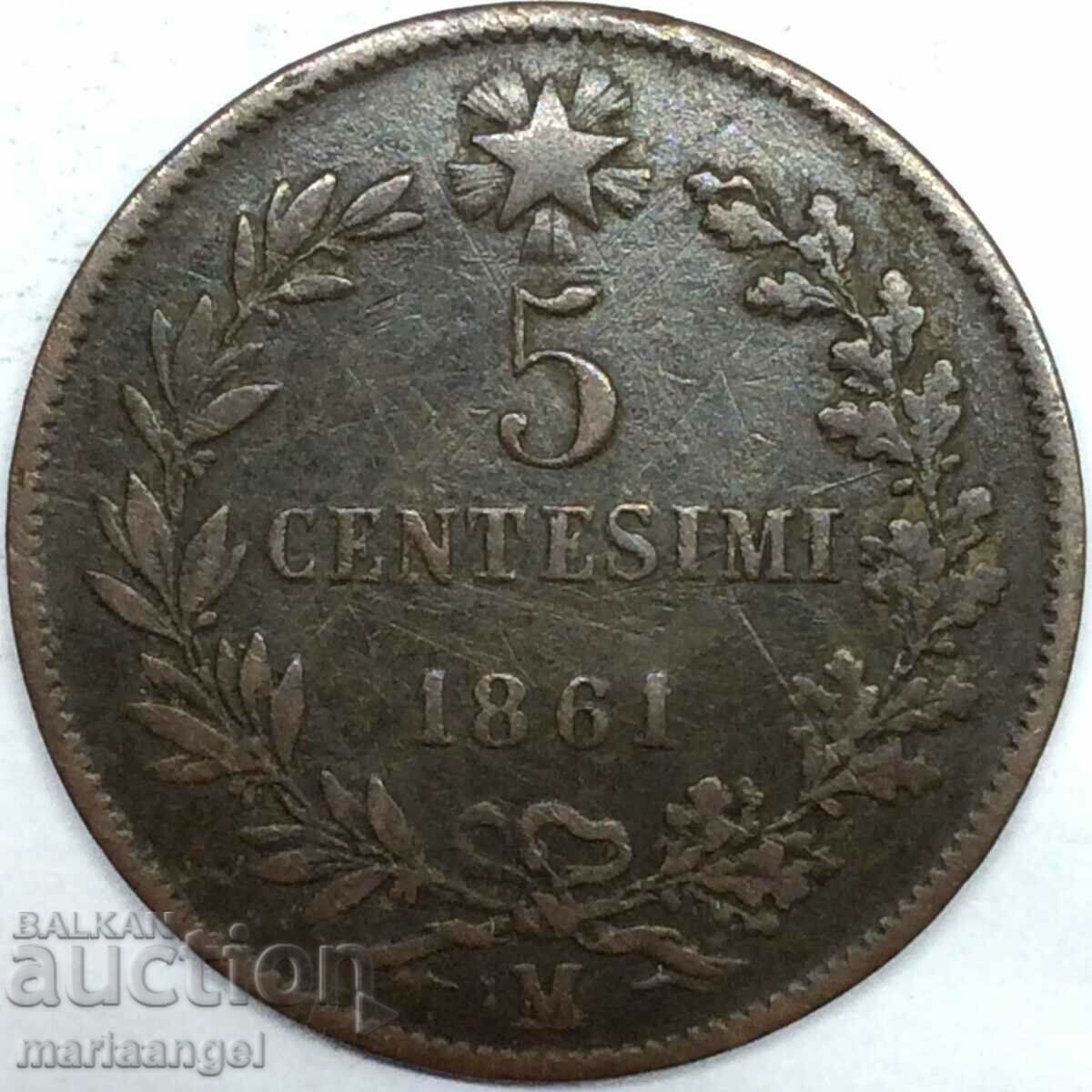 5 centesimi 1861 Italia Victor Emmanuel II