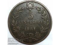 5 centesimi 1861 Ιταλία Βίκτωρ Εμμανουήλ Β'