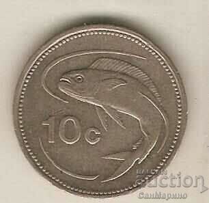 +Malta 10 cents 1991