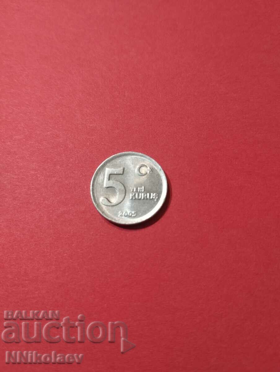 Turkey 5 kurusha 2005 year with price 1.00 BGN | € 0.51 Turkey 5 kurusha 2005 year with price 1.00 BGN | € 0.51