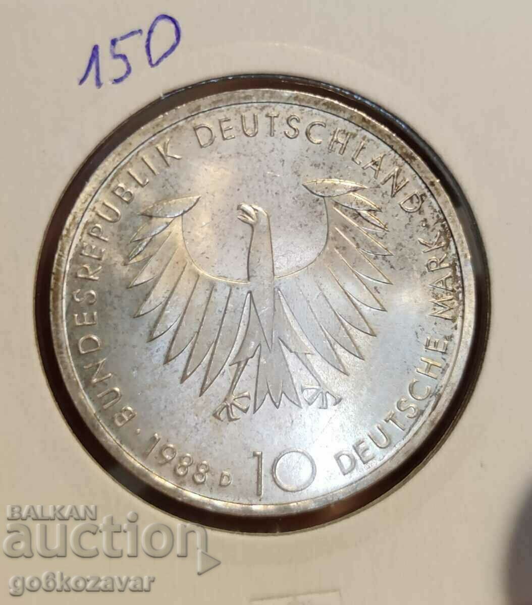 Германия 10 марки 1988г Сребро Proof unc с цена 27.90 лв. | € 14.27 Германия 10 марки 1988г Сребро Proof unc с цена 27.90 лв. | € 14.27