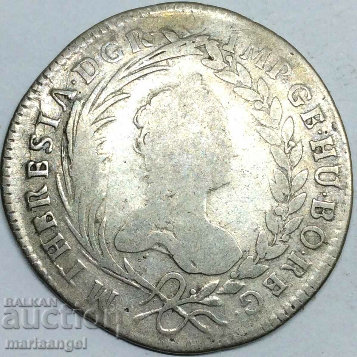 20 кройцера АвстроУнгария 1763 Мария Терезия сребро - рядка