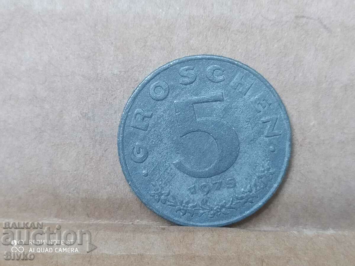 Moneda Austria 5 Grosz 1975