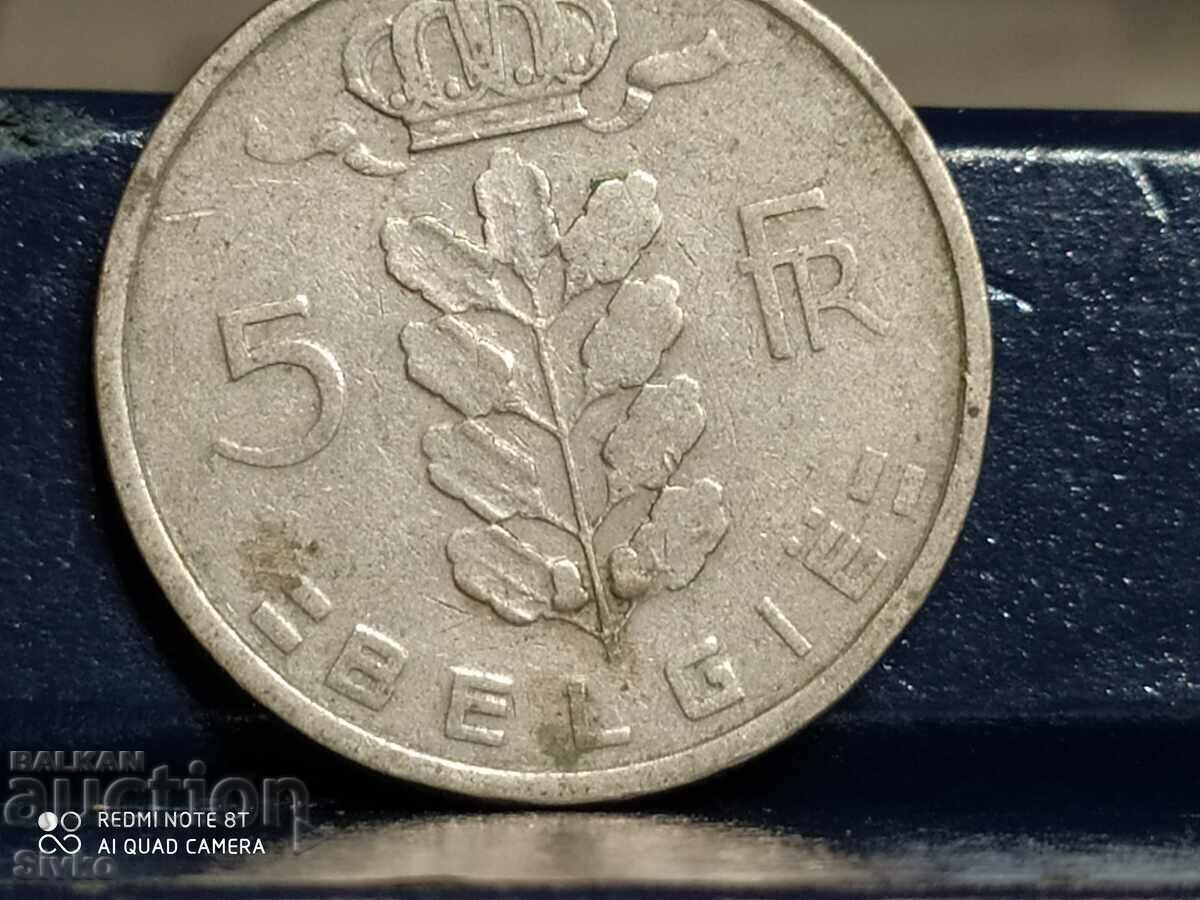 Moneda Belgia de 5 centi Leopold ll 1906