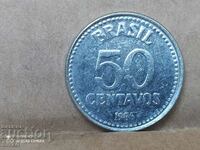 Монета Бразилия 50 сентавос 1986