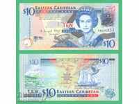 (¯`'•.¸ EASTERN CARIBBEAN $10 2008 UNC ¸.•'´¯)