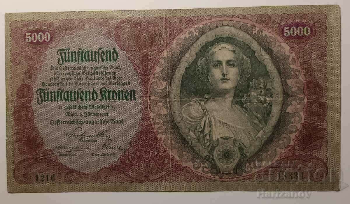 5000 Kronen 1922 / 5000 крони 1922 Австрия