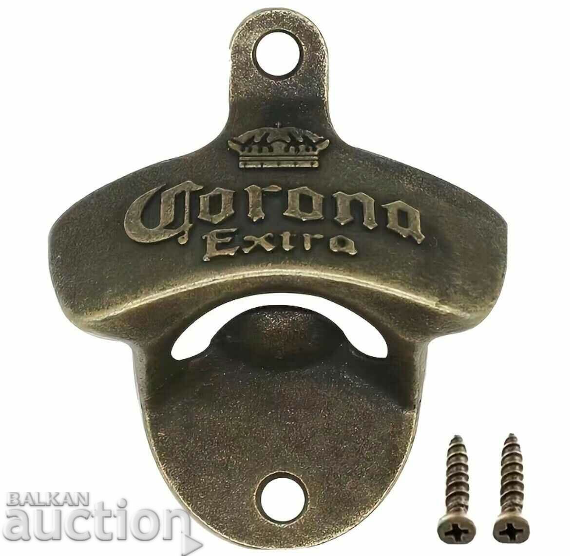 Deschidetor de bere metalic Corona Extra pentru sticle de bar de perete