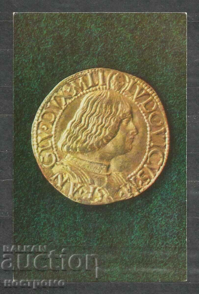 Double testoon gold  coin - RUSSIA  Old Post card   - A 1407