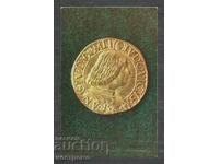 Double testoon gold coin - RUSSIA Old Post card - A 1407