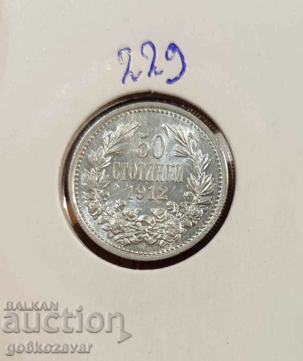 Bulgaria 50 de cenți 1912 Argint! Monedă de top, luciu!